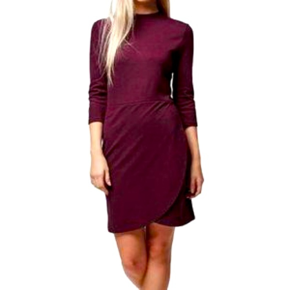 Burgundy TopShop semi-wrap dress